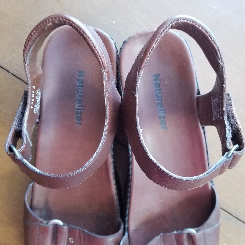 Naturalizer Shoes Leather Wedge Sandal Brown Sz 9 - Picture 6 of 9